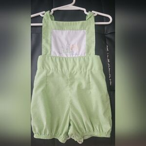 Adorable Green Checkered Kids Overalls